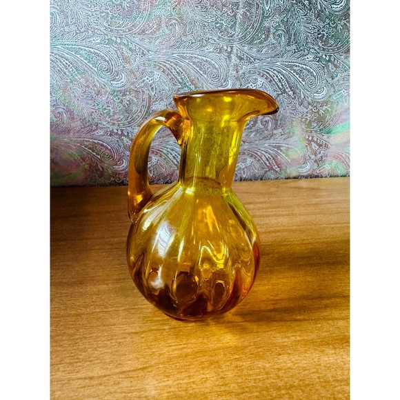 Vintage hand blown glass pitcher Amber/Maganese - Picture 8 of 9